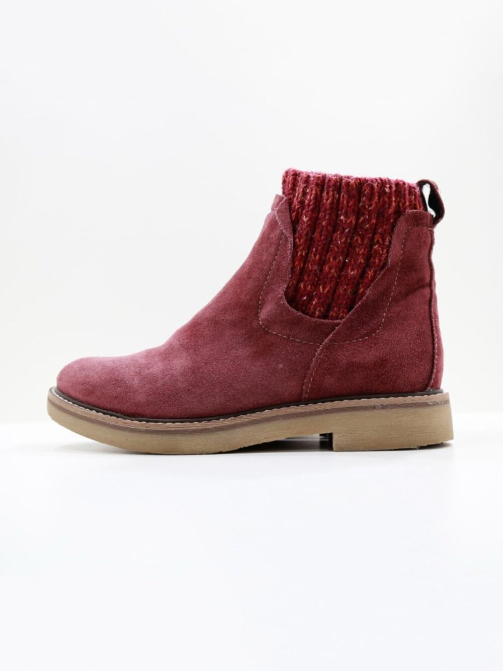 Comfortiva Rawnie Burgundy Suede Leather Flat Ankle Boots - Women's 7.5 Wide